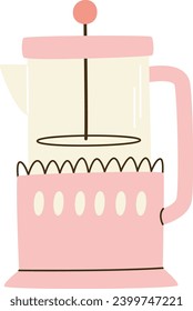 Glass Teapot Kitchen Utensil Vector Illustration