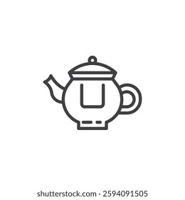 Glass Teapot line icon. linear style sign for mobile concept and web design. Tea pot outline vector icon. Symbol, logo illustration. Vector graphics 