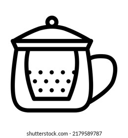 vidrio con vector de icono de línea de tetera. vidrio con signo de tetera. símbolo de contorno aislado ilustración negra