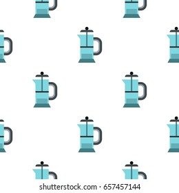 Glass teapot pattern seamless background in flat style repeat vector illustration