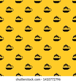 Glass teapot pattern seamless vector repeat geometric yellow for any design