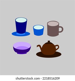 Glass and teapot vector for design icon