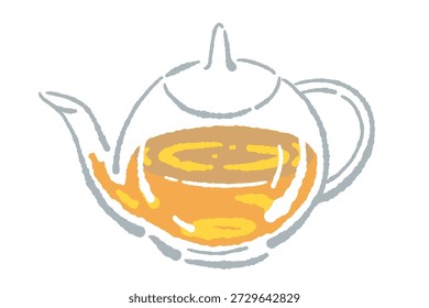 Glass Teapot with Yellow Herbal Tea Watercolor