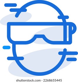 Glass technology icon with blue outline style. Concept, digital, data, abstract, network, internet, tech. Vector Illustration