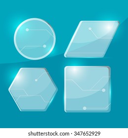 Glass Tecnology Border Transparent Set Vector