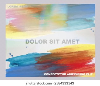 Glass template set with modern abstract watercolor cover designs, colorful brush strokes, artistic textures, and holographic light effects.