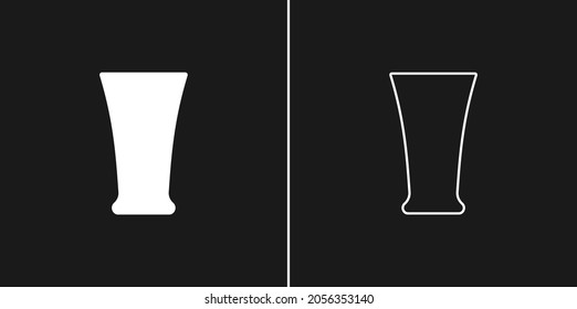 Glass tequila. Two types of images. Contour line art in flat style. Silhouette wine glasses on a black background. Restaurant alcoholic illustration for celebration design. Beverage outline icon.
