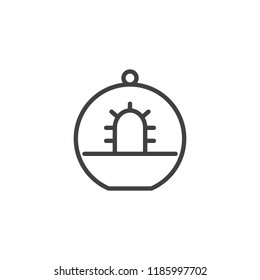 Glass terrarium cactus outline icon. linear style sign for mobile concept and web design. Decoration simple line vector icon. Symbol, logo illustration. Pixel perfect vector graphics