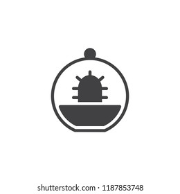 Glass terrarium cactus vector icon. filled flat sign for mobile concept and web design. Decoration simple solid icon. Symbol, logo illustration. Pixel perfect vector graphics