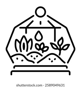 Glass terrarium icon in linear style 