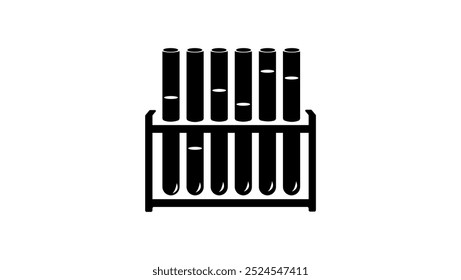 Tubo de ensayo de cristal, silueta aislada negra