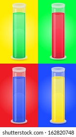 glass test tube with color liquid vector illustration isolated colored background