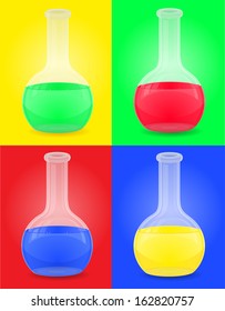 glass test tube with color liquid vector illustration isolated colored background