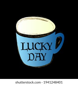 glass with text lucky day, vector design