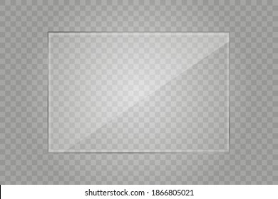 Glass texture background. Frame for design. Glass transparent object. Vector illustration