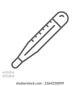 Glass thermometer icon. Medical thermometer. Laboratory alcoholic temperature measurement instrument. Editable stroke Vector illustration design on white background. EPS 10