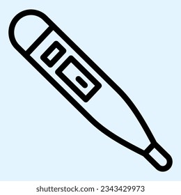 Glass thermometer line icon. Measuring fever temperature outline style pictogram on white background. Coronavirus covid19 signs mobile concept web design. Vector graphics.