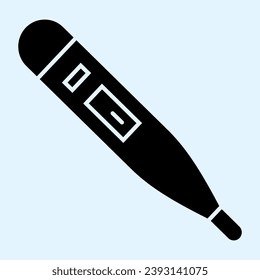 Glass thermometer solid icon. Measuring fever temperature glyph style pictogram on white background. Coronavirus covid19 signs for mobile concept and web design. Vector graphics