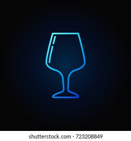 Glass thin line blue icon - vector concept sign or design element on dark background