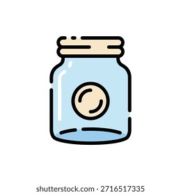 Un frasco de punta de vidrio que contiene una moneda que representa donaciones y Asistencia financiera para los creadores.