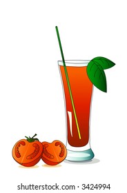 Glass of tomato juice, vector