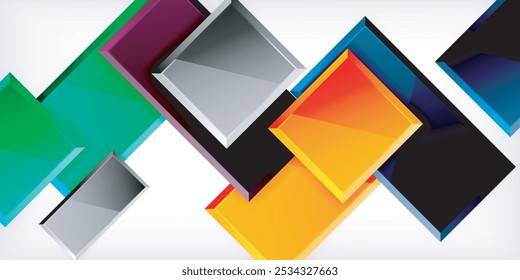 Glass toy style square shapes abstract design. Vector Illustration For Wallpaper, Banner, Background, Card, Book Illustration, landing page