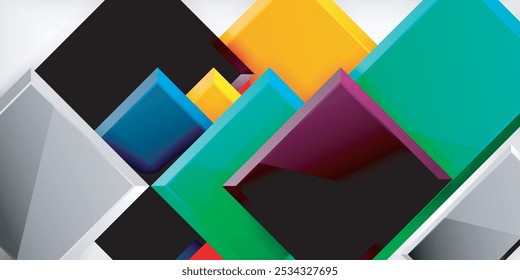 Glass toy style square shapes abstract design. Vector Illustration For Wallpaper, Banner, Background, Card, Book Illustration, landing page