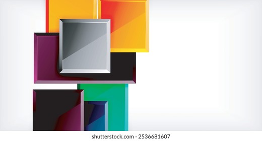 Glass toy style square shapes abstract design. Vector Illustration For Wallpaper, Banner, Background, Card, Book Illustration, landing page