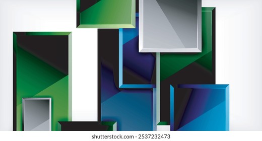 Glass toy style square shapes abstract design. Vector Illustration For Wallpaper, Banner, Background, Card, Book Illustration, landing page