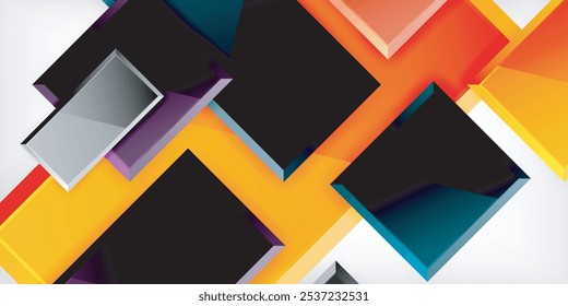 Glass toy style square shapes abstract design. Vector Illustration For Wallpaper, Banner, Background, Card, Book Illustration, landing page