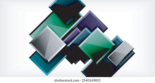 Glass toy style square shapes abstract design. Vector Illustration For Wallpaper, Banner, Background, Card, Book Illustration, landing page