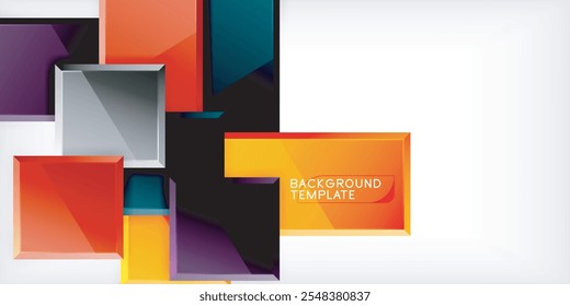 Glass toy style square shapes abstract design. Vector Illustration For Wallpaper, Banner, Background, Card, Book Illustration, landing page
