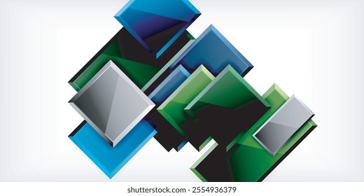 Glass toy style square shapes abstract design. Vector Illustration For Wallpaper, Banner, Background, Card, Book Illustration, landing page