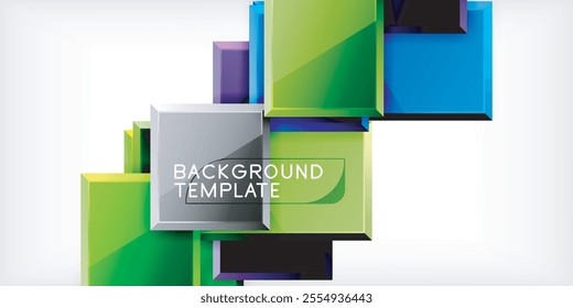 Glass toy style square shapes abstract design. Vector Illustration For Wallpaper, Banner, Background, Card, Book Illustration, landing page