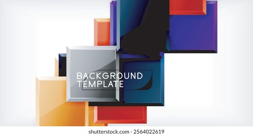 Glass toy style square shapes abstract design. Vector Illustration For Wallpaper, Banner, Background, Card, Book Illustration, landing page