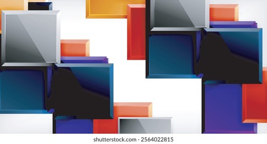 Glass toy style square shapes abstract design. Vector Illustration For Wallpaper, Banner, Background, Card, Book Illustration, landing page