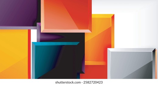 Glass toy style square shapes abstract design. Vector Illustration For Wallpaper, Banner, Background, Card, Book Illustration, landing page