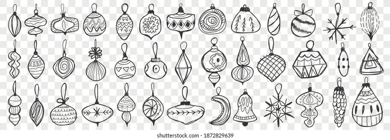 Glass toys and balls hand drawn doodle set