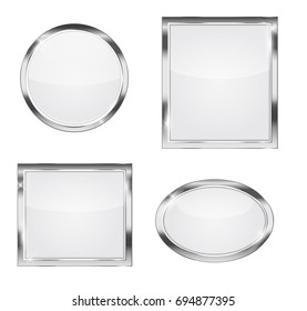 Glass Transparency Buttons with Chrome Frame Vector Illustration  EPS10