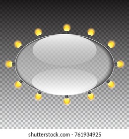 Glass Transparency Frame with Lamp Bulb Vector Illustration  EPS10