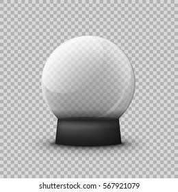 Glass transparent ball, vector illustration on a clean background. Decoration, crystal glass sphere 3d. The object for your Projects summary.