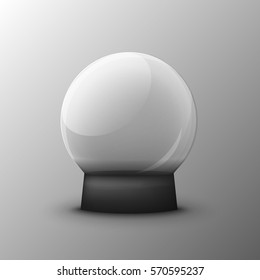 Glass transparent ball, vector illustration on a clean background. Decoration, crystal glass sphere 3d. The object for your Projects summary.