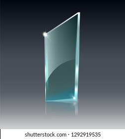 Glass transparent banner. Vector glass plates with a place for inscriptions isolated on transparent background. Flat glass. Realistic 3D design. Vector transparent object 10 eps.