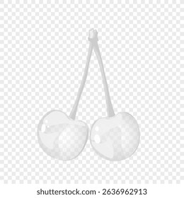 Glass transparent cherry. For sticker and t shirt design, posters, logos, labels, banners, stickers, product packaging design, etc.