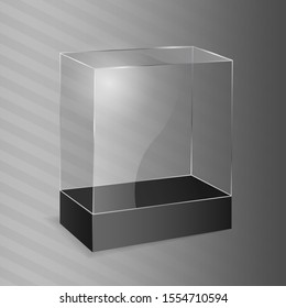 Glass Transparent Cube. Vector Illustration. Design Template