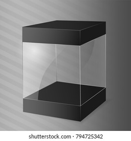 Glass transparent Cube. Vector illustration. Design template