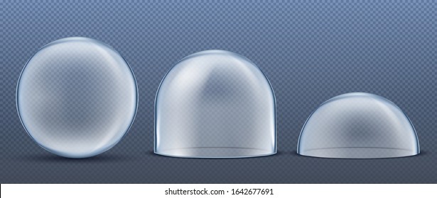 Glass Transparent Dome Set Vector.