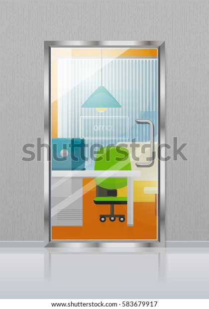 Glass Transparent Door Grey Wall Nameplate Business Finance