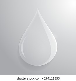 Glass transparent drop over grey background. Vector eps10.