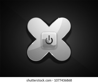Botón de inicio de potencia de efecto transparente de cristal, icono desactivado, interfaz de usuario vectorial o diseño de símbolo de aplicación. Ilustración del vector
